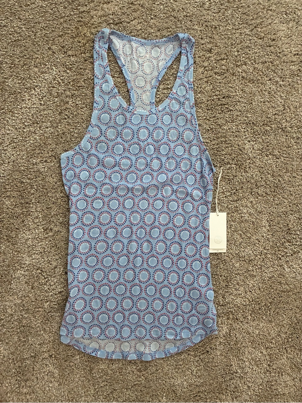 NWT Tory Sport Light Blue Printed Racerback Tank Top